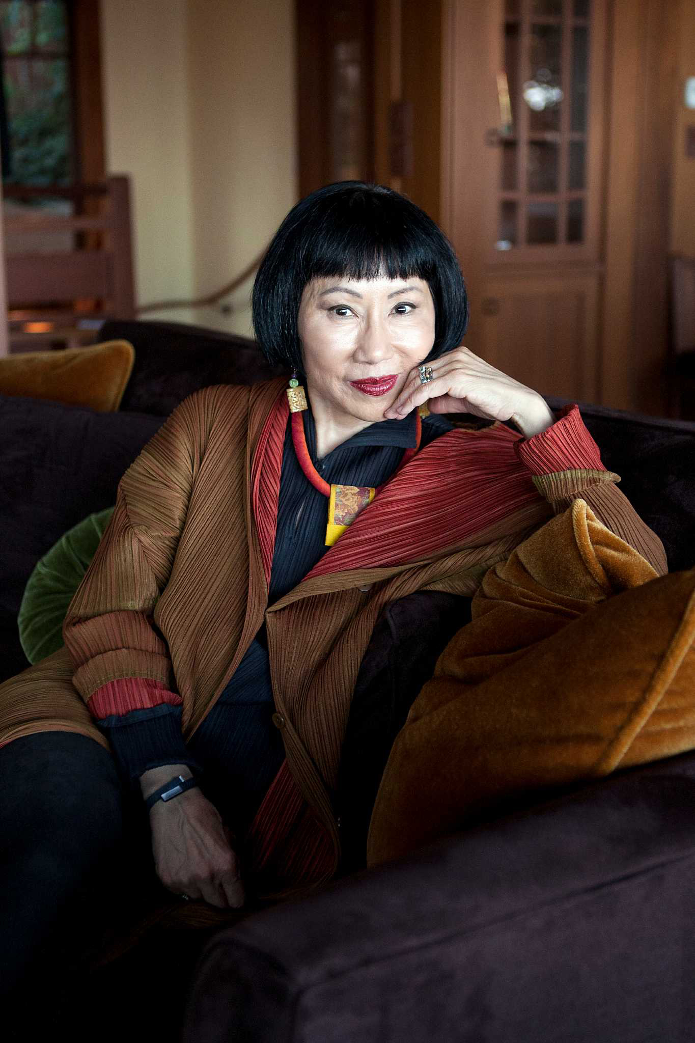 October 29, 2013: Author Amy Tan poses for a portrait at her home in Sausalito, California. (Michael Short)